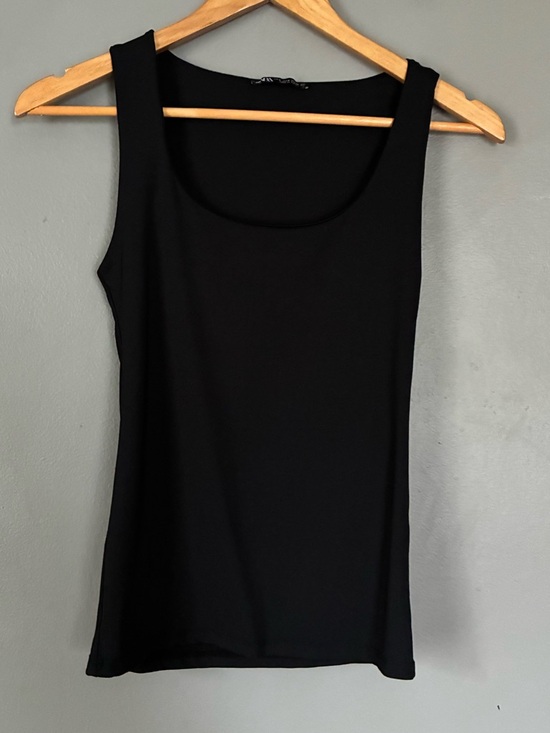 ZARA Wide Strap Polyamide Tank Top Vest Stretchy| Elevated Basic | new Black M - Picture 7 of 9